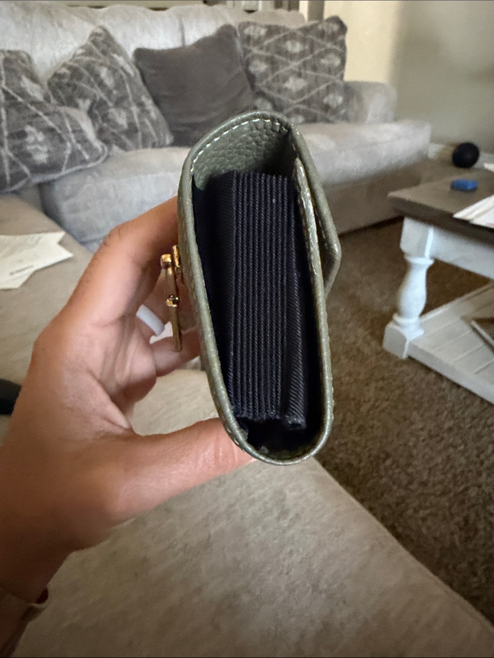 Alf the label Elsie Card Wallet (Pebbled Leather) Olive Green Compact Wallet - Picture 9 of 12